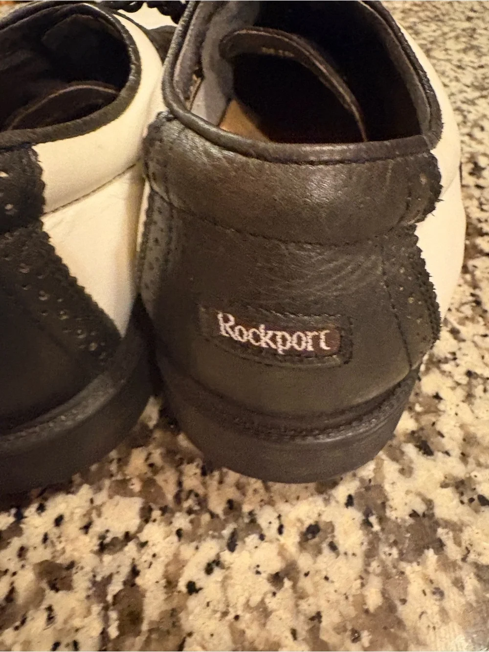 Rockport Black and White Saddle Oxfords — Two-Tone Leather Lace-Ups